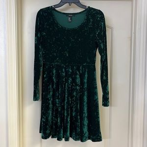 Forever 21 Long Sleeve Green Velvet Dress